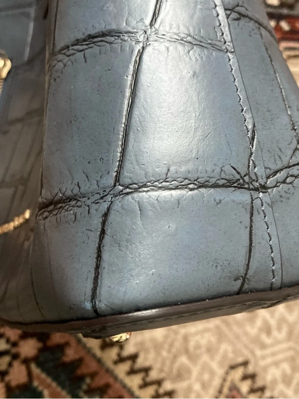 [Dooney & Bourke] Dennison Cooper Hobo Blue Croc Shoulder Bag